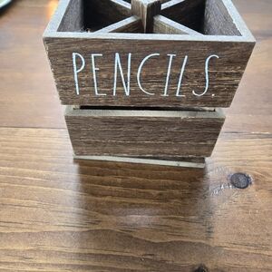 Rae Dunn Wooden Box Organizer in Warm Brown